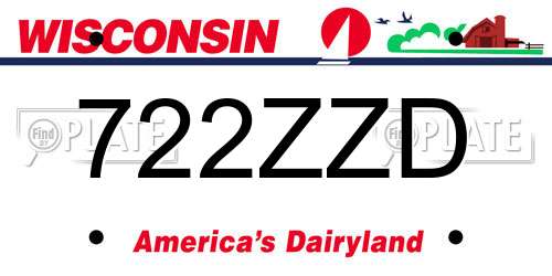 722ZZD Wisconsin License Plate