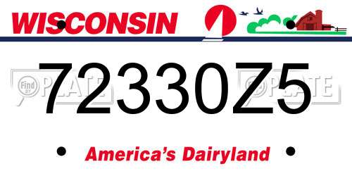 72330Z5 Wisconsin License Plate
