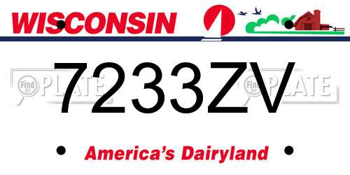 7233ZV Wisconsin License Plate