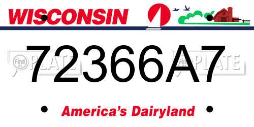 72366A7 Wisconsin License Plate