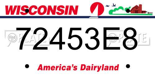72453E8 Wisconsin License Plate