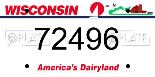 72496 Wisconsin License Plate