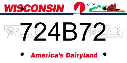 724B72 Wisconsin License Plate