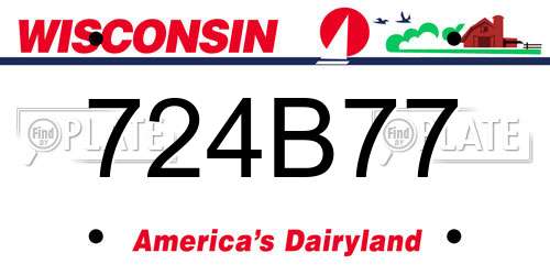 724B77 Wisconsin License Plate