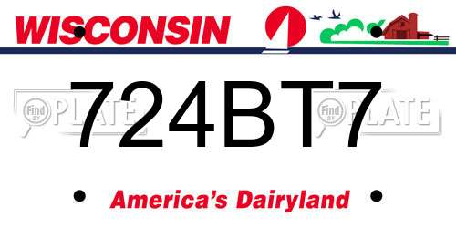 724BT7 Wisconsin License Plate