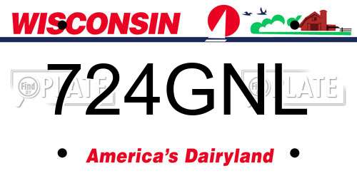 724GNL Wisconsin License Plate