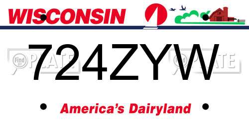 724ZYW Wisconsin License Plate