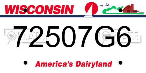 72507G6 Wisconsin License Plate