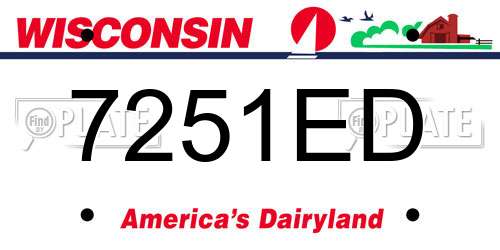 7251ED Wisconsin License Plate