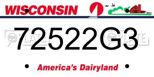 72522G3 Wisconsin License Plate