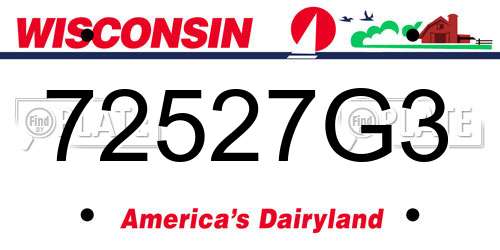 72527G3 Wisconsin License Plate
