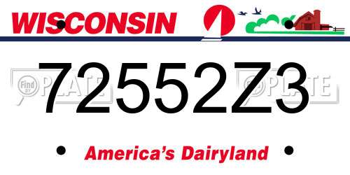 72552Z3 Wisconsin License Plate