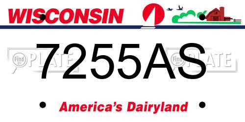 7255AS Wisconsin License Plate
