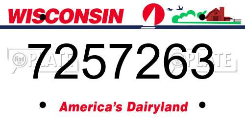 7257263 Wisconsin License Plate