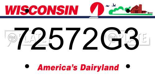 72572G3 Wisconsin License Plate