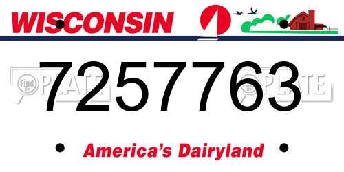 7257763 Wisconsin License Plate