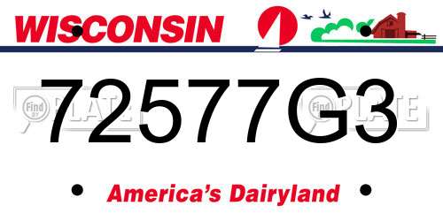 72577G3 Wisconsin License Plate