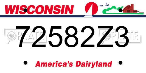 72582Z3 Wisconsin License Plate