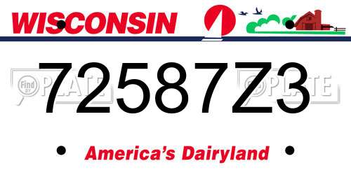 72587Z3 Wisconsin License Plate