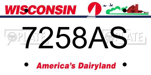 7258AS Wisconsin License Plate