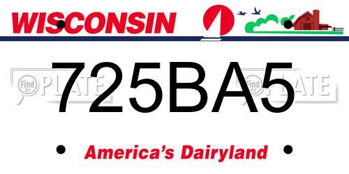 725BA5 Wisconsin License Plate