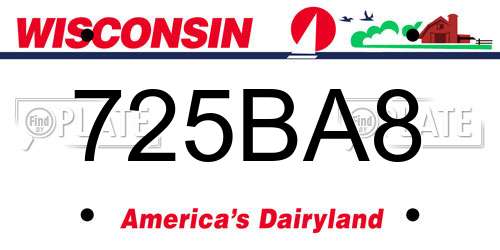 725BA8 Wisconsin License Plate