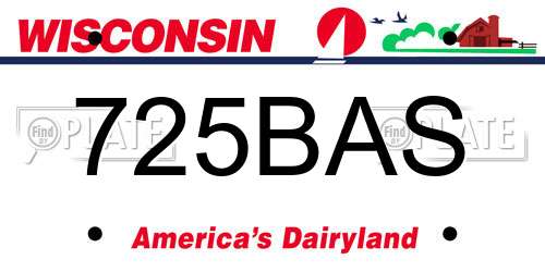 725BAS Wisconsin License Plate