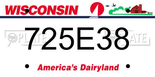 725E38 Wisconsin License Plate
