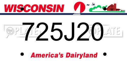 725J20 Wisconsin License Plate