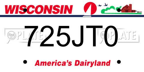 725JT0 Wisconsin License Plate