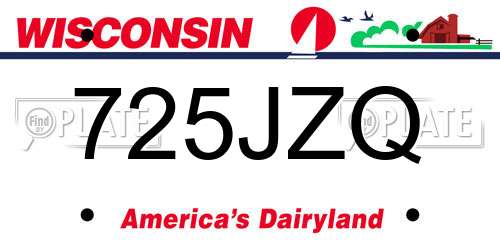 725JZQ Wisconsin License Plate