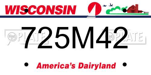 725M42 Wisconsin License Plate