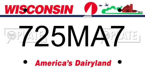 725MA7 Wisconsin License Plate