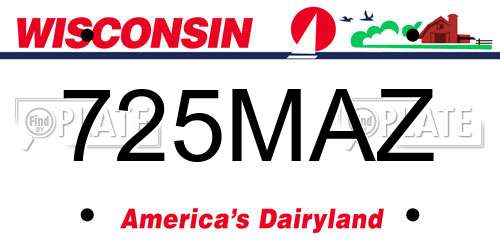 725MAZ Wisconsin License Plate