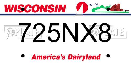 725NX8 Wisconsin License Plate