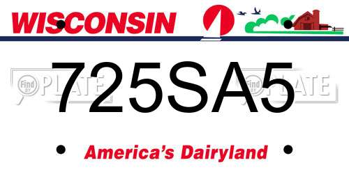 725SA5 Wisconsin License Plate