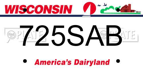 725SAB Wisconsin License Plate