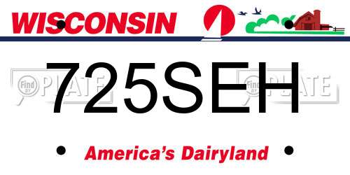 725SEH Wisconsin License Plate