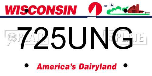 725UNG Wisconsin License Plate