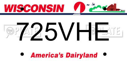725VHE Wisconsin License Plate