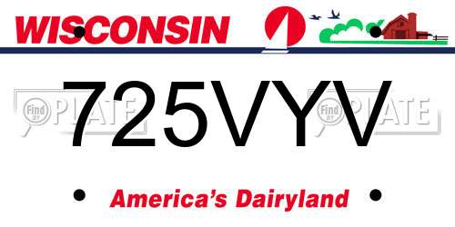 725VYV Wisconsin License Plate