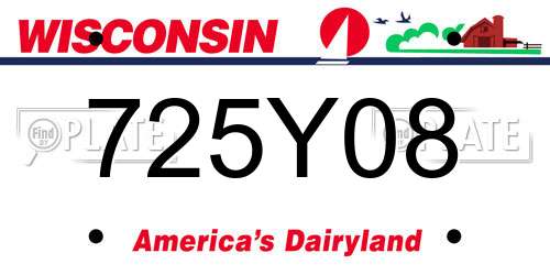 725Y08 Wisconsin License Plate