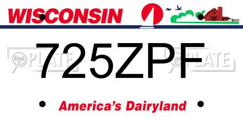 725ZPF Wisconsin License Plate