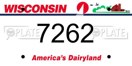 7262 Wisconsin License Plate