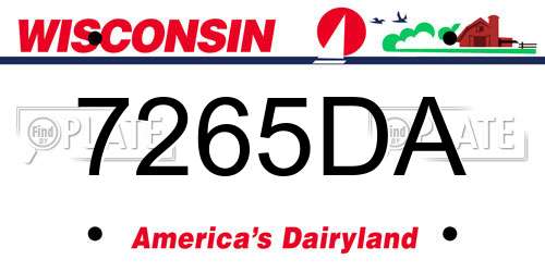 7265DA Wisconsin License Plate