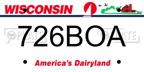 726BOA Wisconsin License Plate