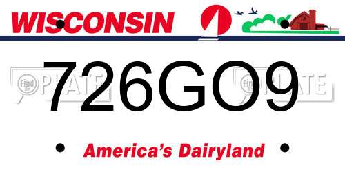 726GO9 Wisconsin License Plate