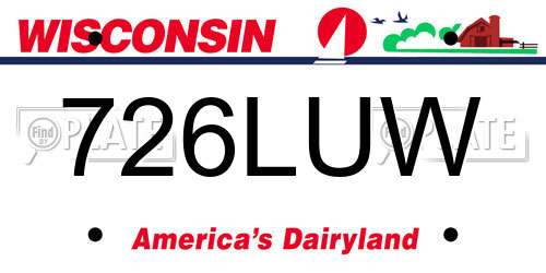 726LUW Wisconsin License Plate