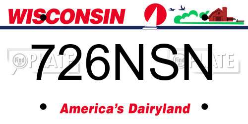 726NSN Wisconsin License Plate