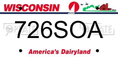 726SOA Wisconsin License Plate